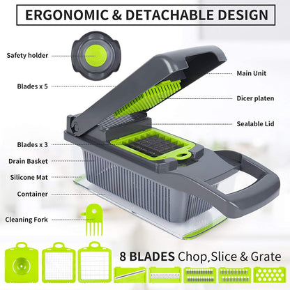 Vegetable Cutter Chopper & Slicer – Multi-Function Manual Food Prep Tool