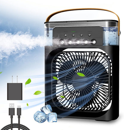 Portable Air Conditioner Fan Mini Evaporative Air Cooler With 7 Colors Led Light, 3 Wind Speeds And 3 Spray Modes For Office, Home, Travel