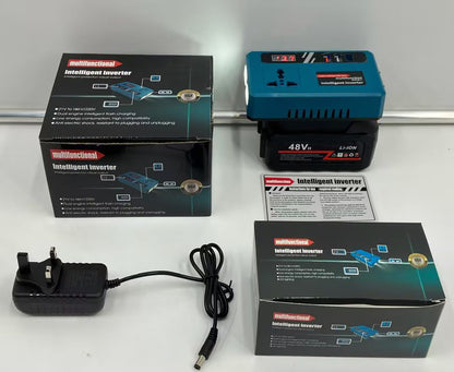 Multifunction Intelligent Inverter 18V-21V Portable Power Converter with USB Charging & Digital Display for Fans, Lights, Drills & Laptops