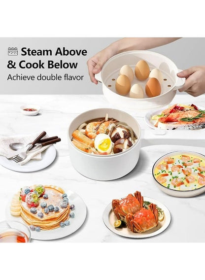 Multi-Function Electric Non-Stick Cooker with Glass Lid – 3L | Multi-Purpose Cooking Pot for Boiling, Frying, Steaming & Hot Pot