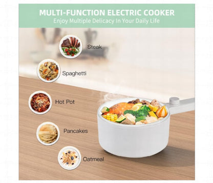 Multi-Function Electric Non-Stick Cooker with Glass Lid – 3L | Multi-Purpose Cooking Pot for Boiling, Frying, Steaming & Hot Pot