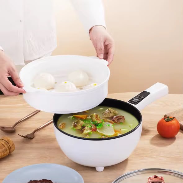 Multi-Function Electric Non-Stick Cooker with Glass Lid – 3L | Multi-Purpose Cooking Pot for Boiling, Frying, Steaming & Hot Pot