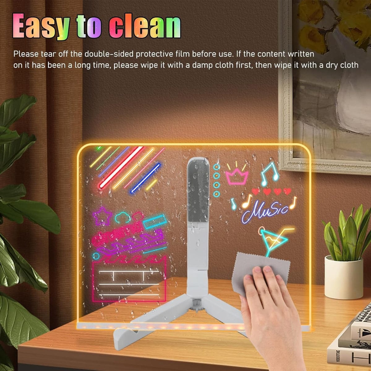 LED Note Board with 7 Color Lights – Rewritable Message Display