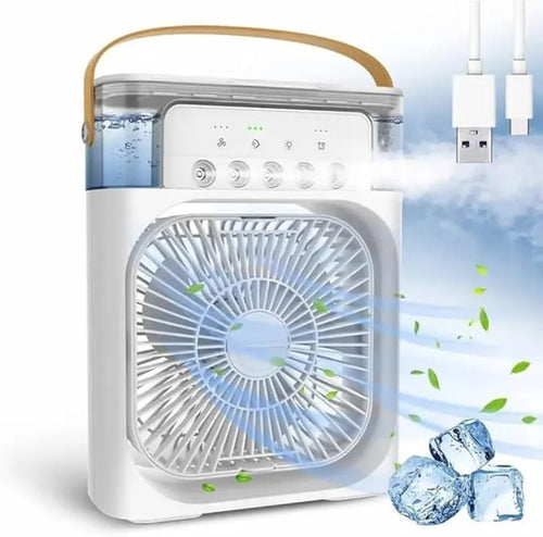 Portable Air Conditioner Fan Mini Evaporative Air Cooler With 7 Colors Led Light, 3 Wind Speeds And 3 Spray Modes For Office, Home, Travel